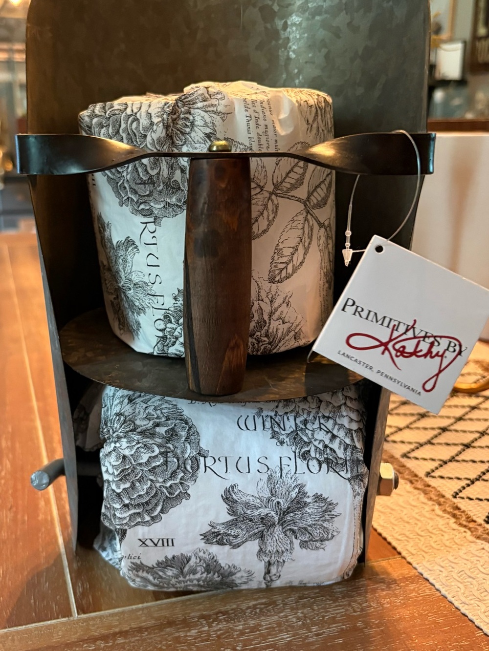 Primitives by Kathy Metal and Wood  Two-Tier Toilet Paper Holder